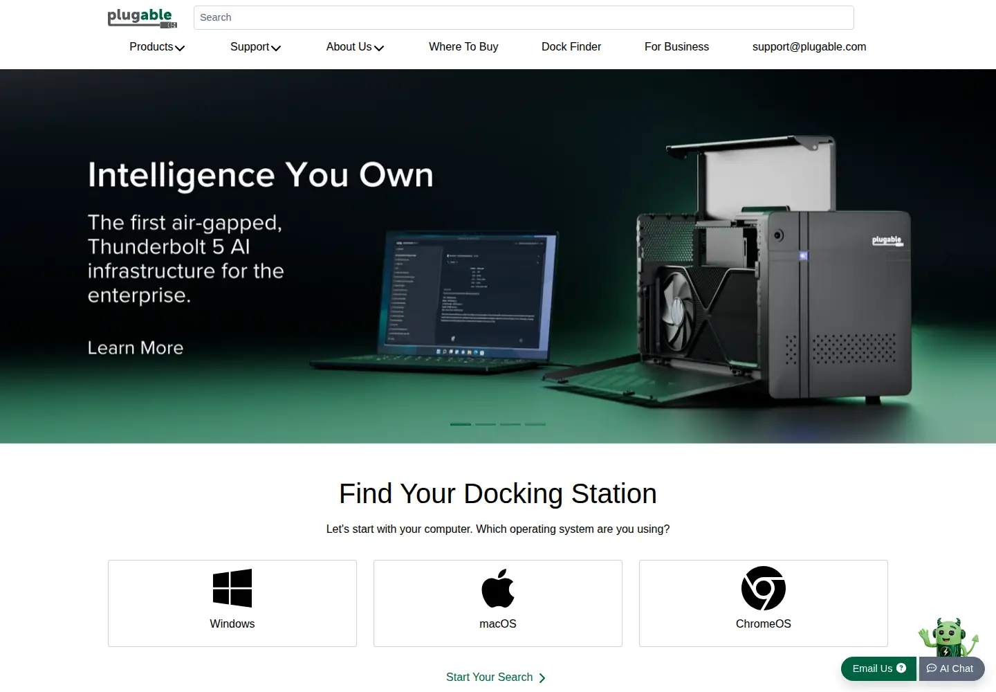 Screenshot of plugable.com
