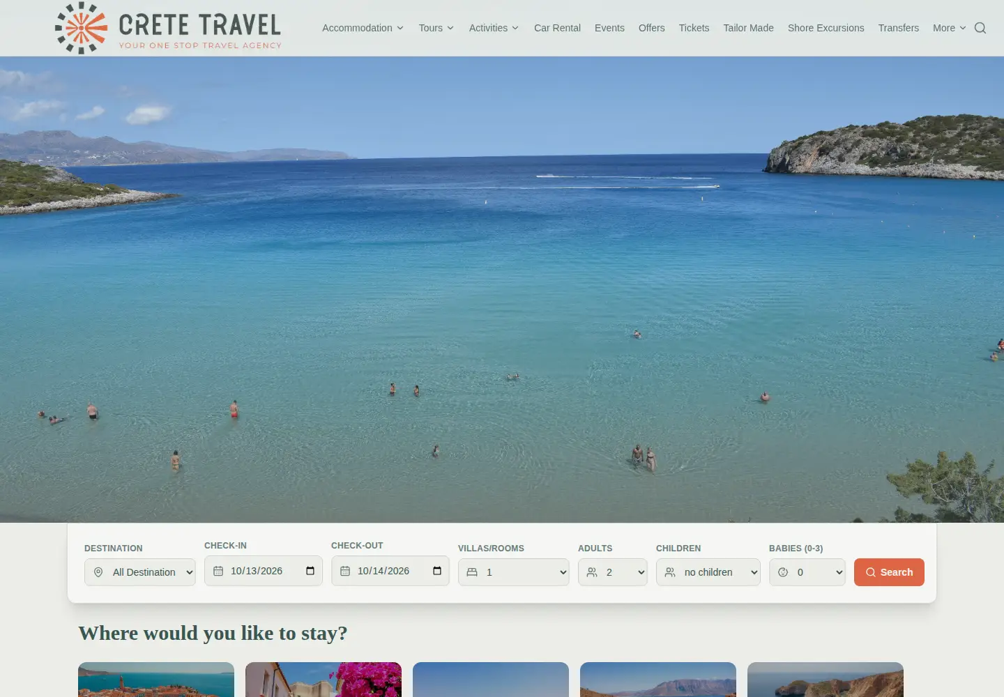 Captured homepage of cretetravel.com in the current scan