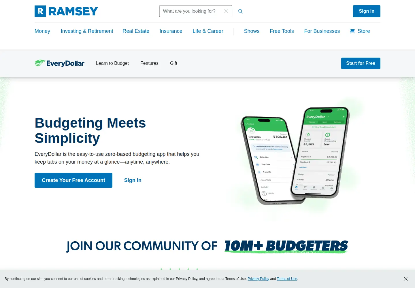 Screenshot of everydollar.com