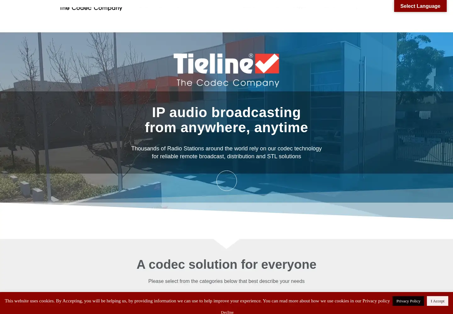 Screenshot of tieline.com