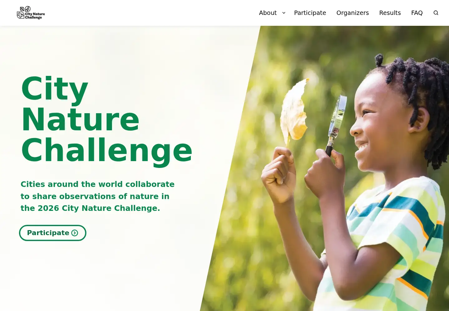 Captured homepage of citynaturechallenge.org in the current scan