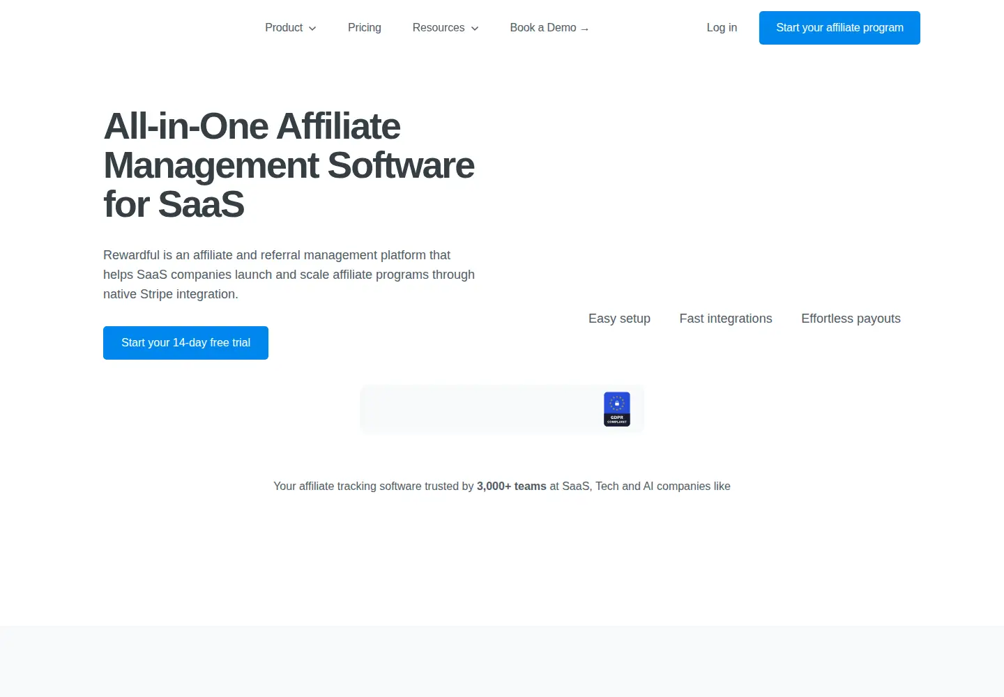 Screenshot of getrewardful.com