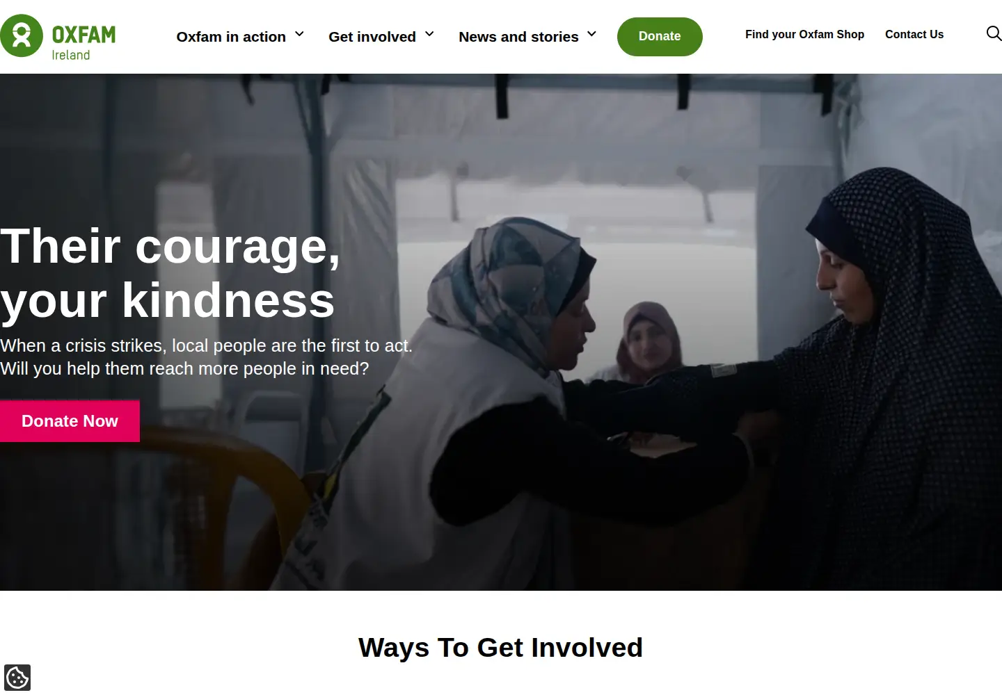 Captured homepage of oxfamireland.org in the current scan
