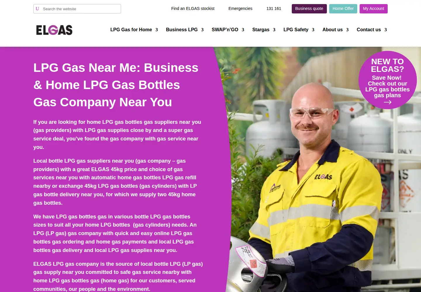Screenshot of elgas.com.au