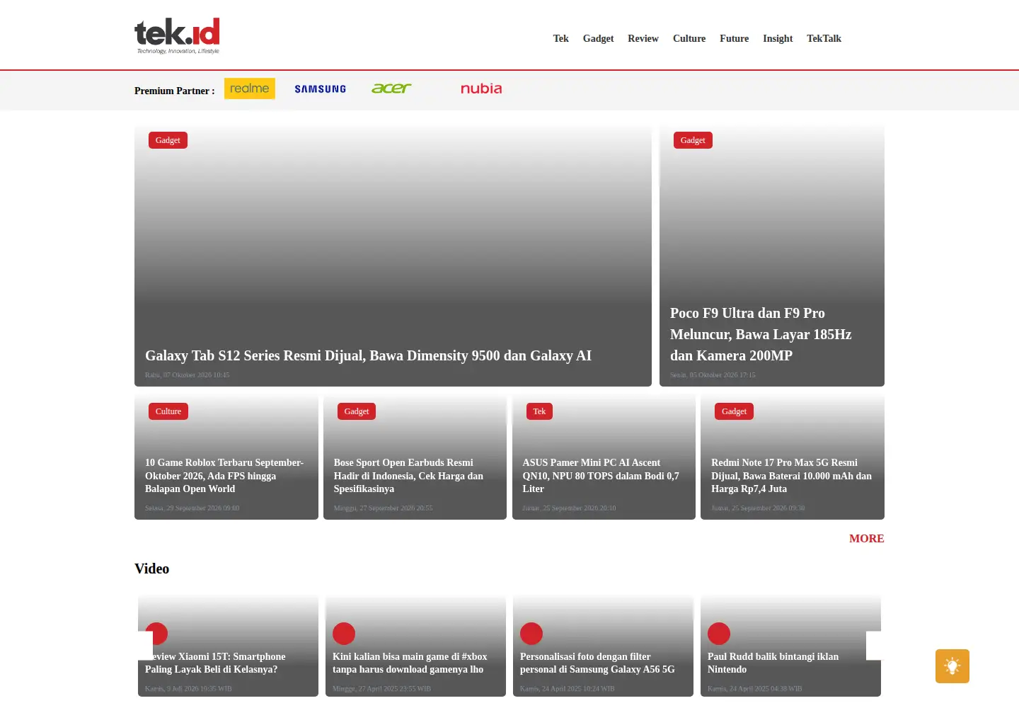 Captured homepage of tek.id in the current scan