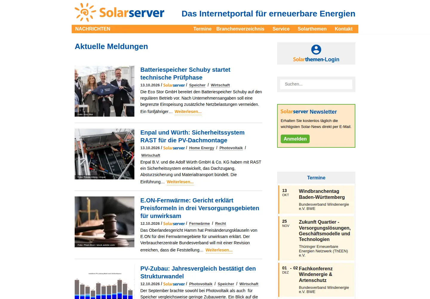 Captured homepage of solarserver.com in the current scan