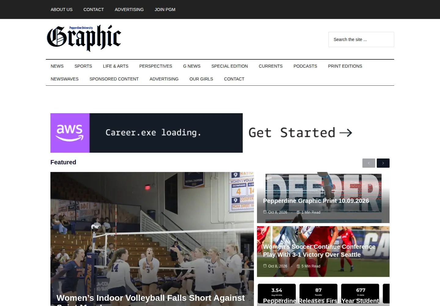 Screenshot of pepperdine-graphic.com