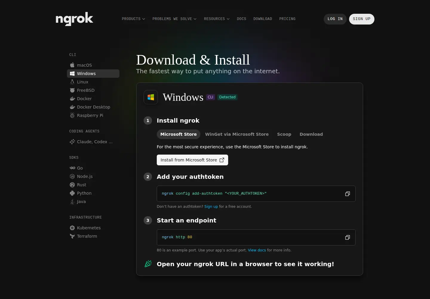 Screenshot of equinox.io