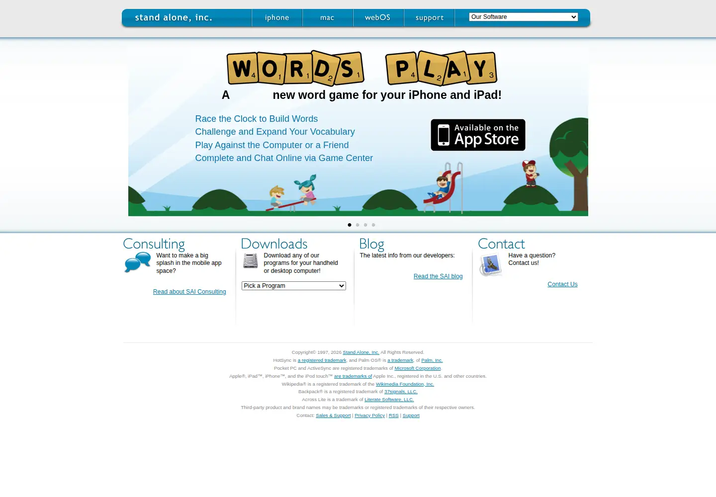Captured homepage of standalone.com in the current scan