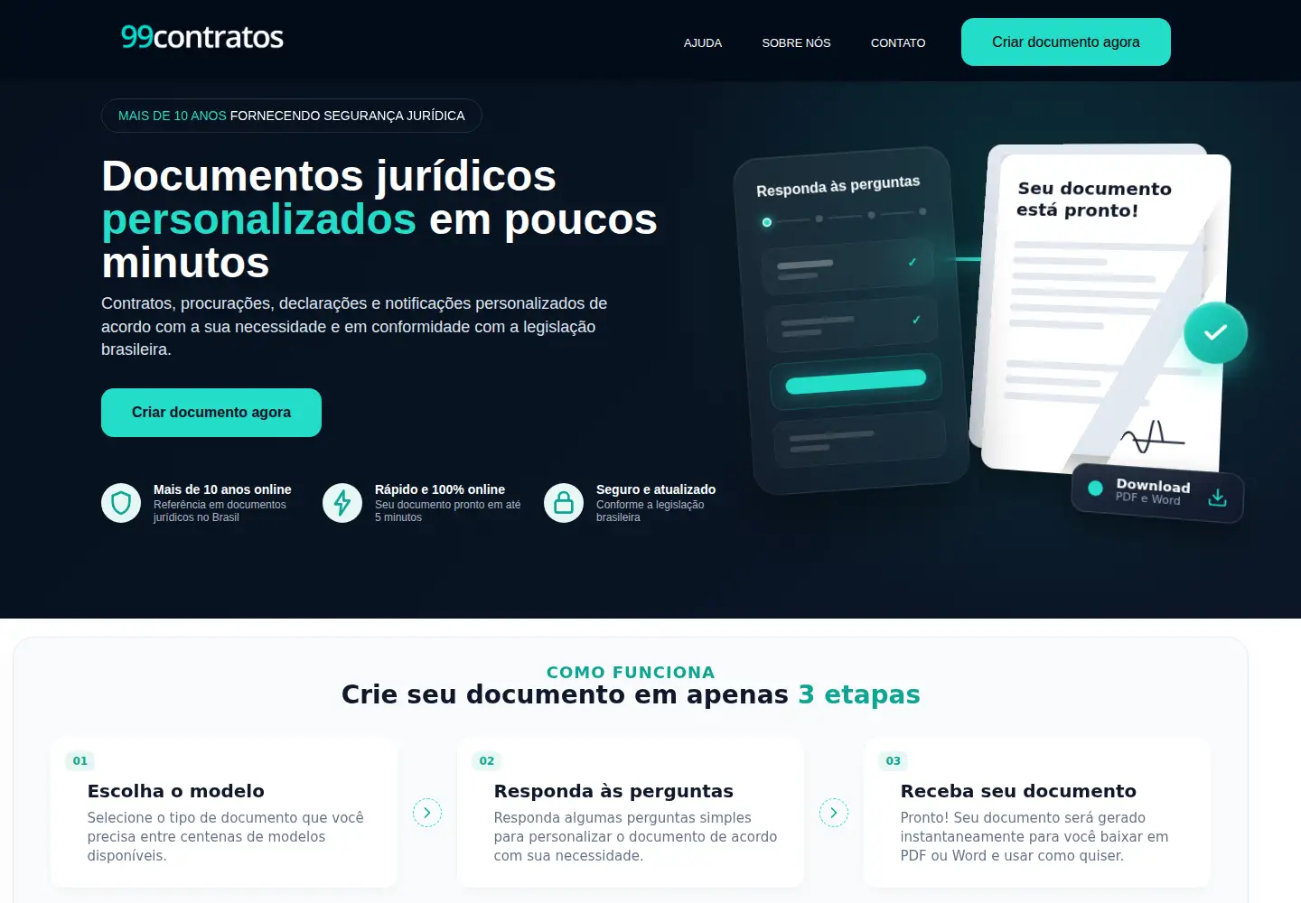 Captured homepage of 99contratos.com.br in the current scan
