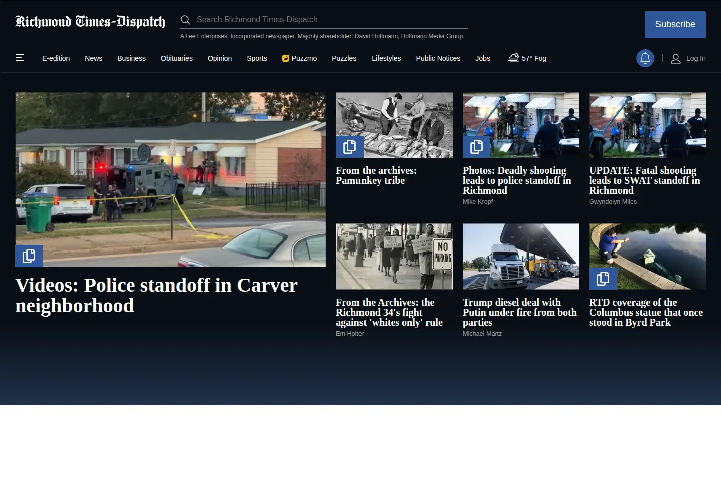 Screenshot of timesdispatch.com