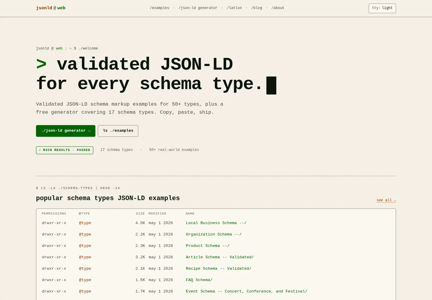 Screenshot of jsonld.com