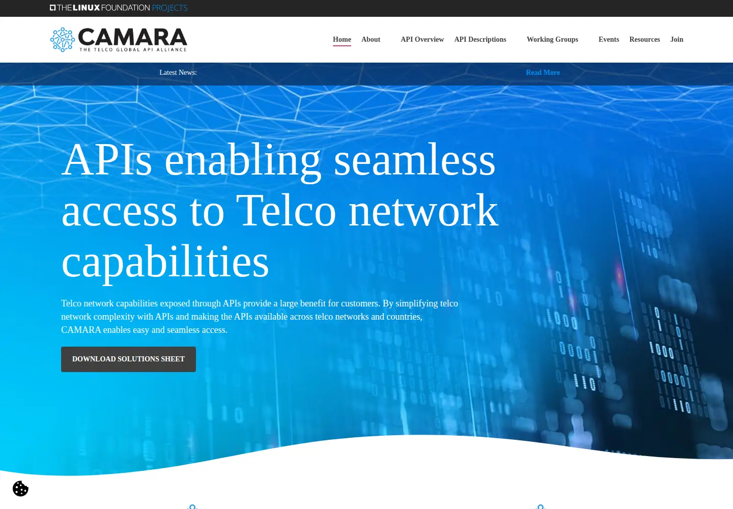 Screenshot of camaraproject.org