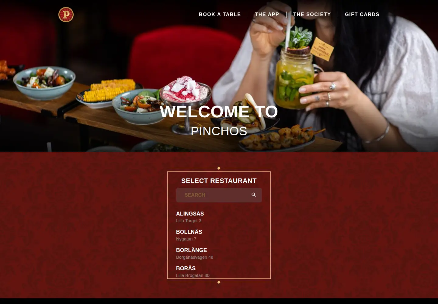 Captured homepage of pinchos.se in the current scan