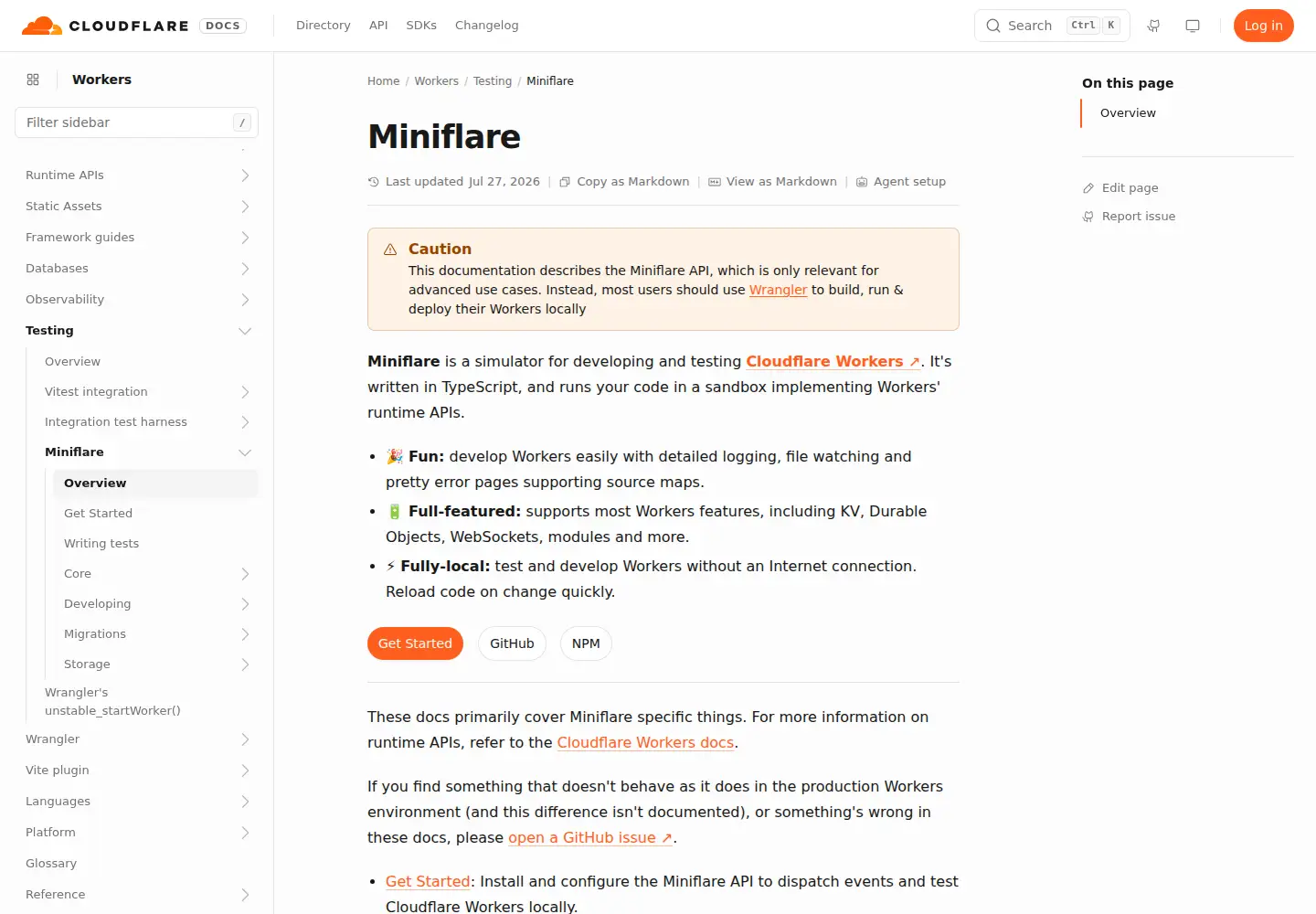 Screenshot of miniflare.dev
