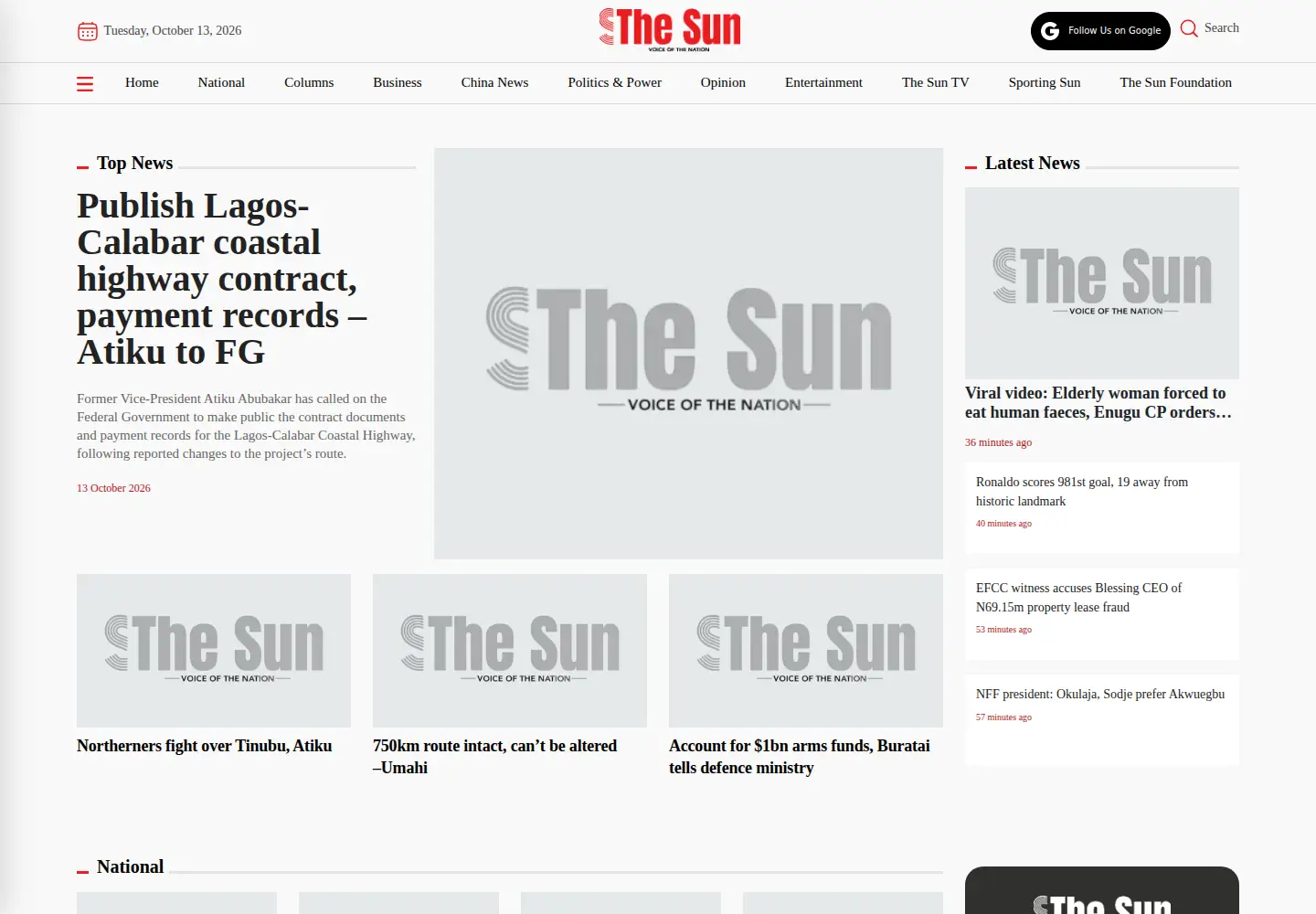 Screenshot of sunnewsonline.com