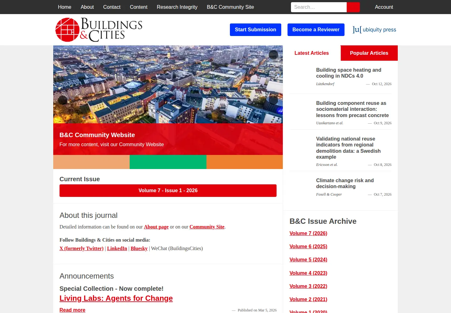 Screenshot of journal-buildingscities.org