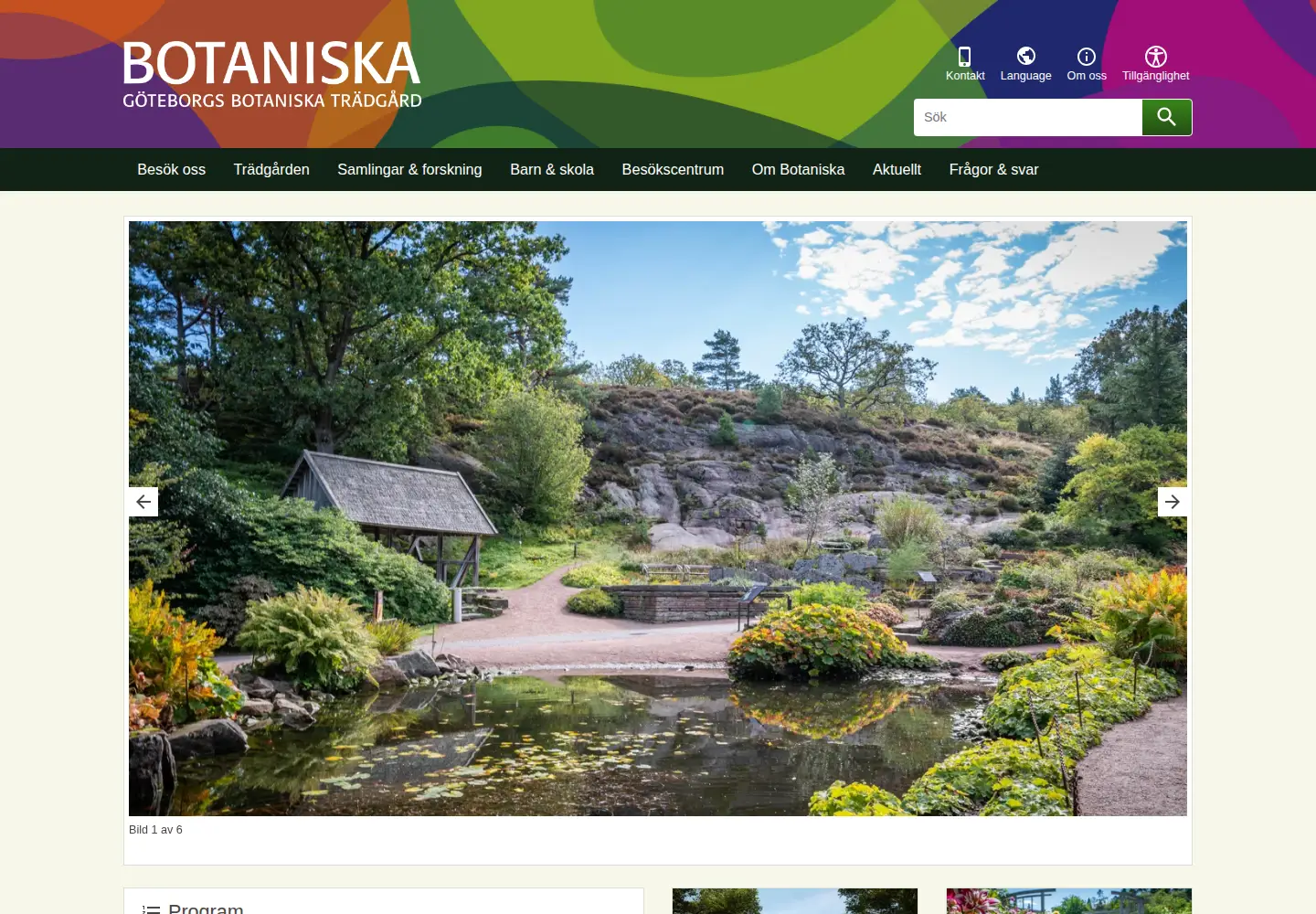 Captured homepage of botaniska.se in the current scan