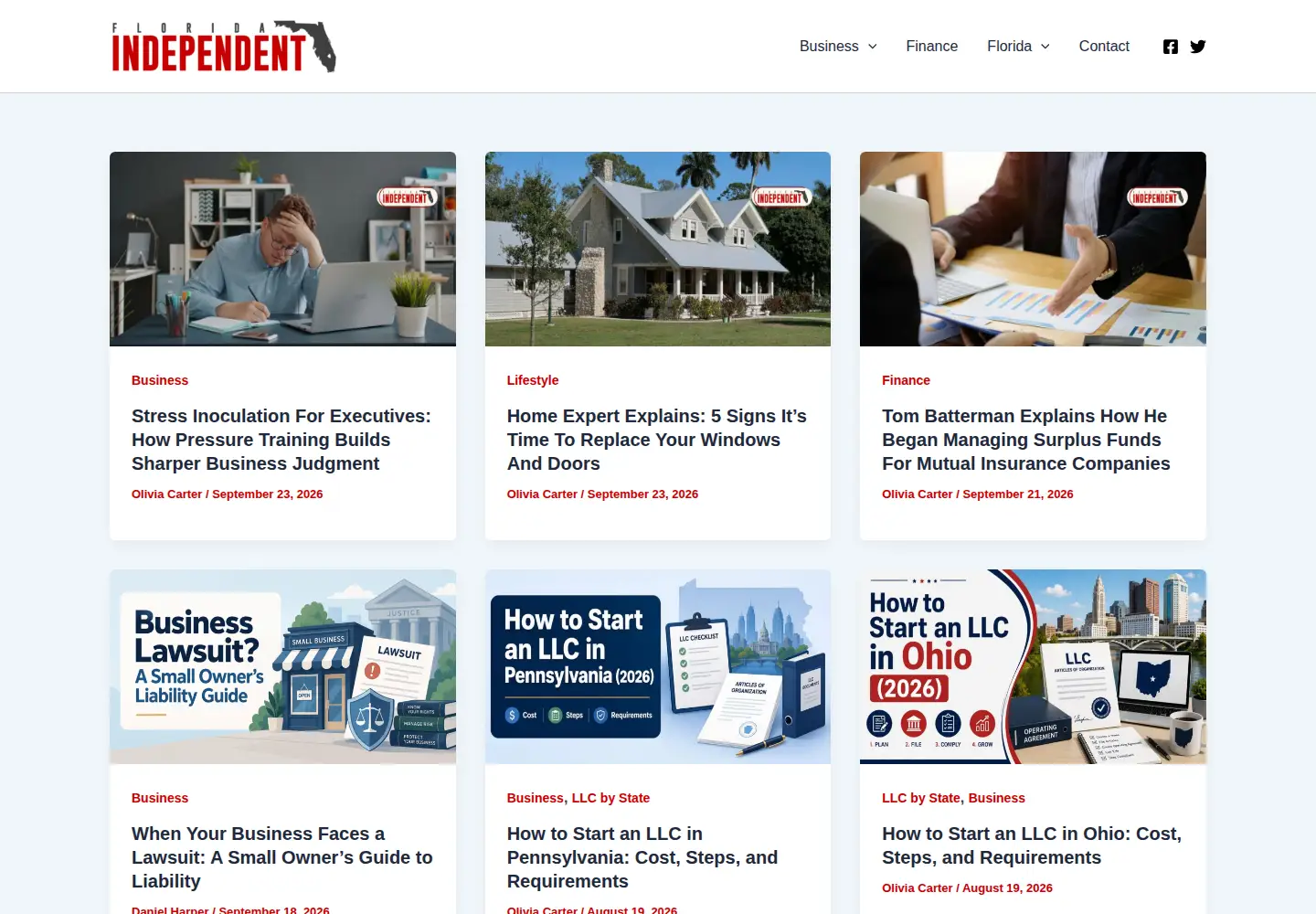 Captured homepage of floridaindependent.com in the current scan