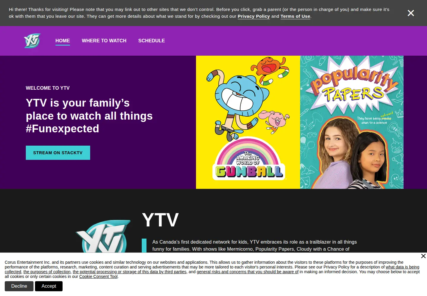 Screenshot of ytv.com