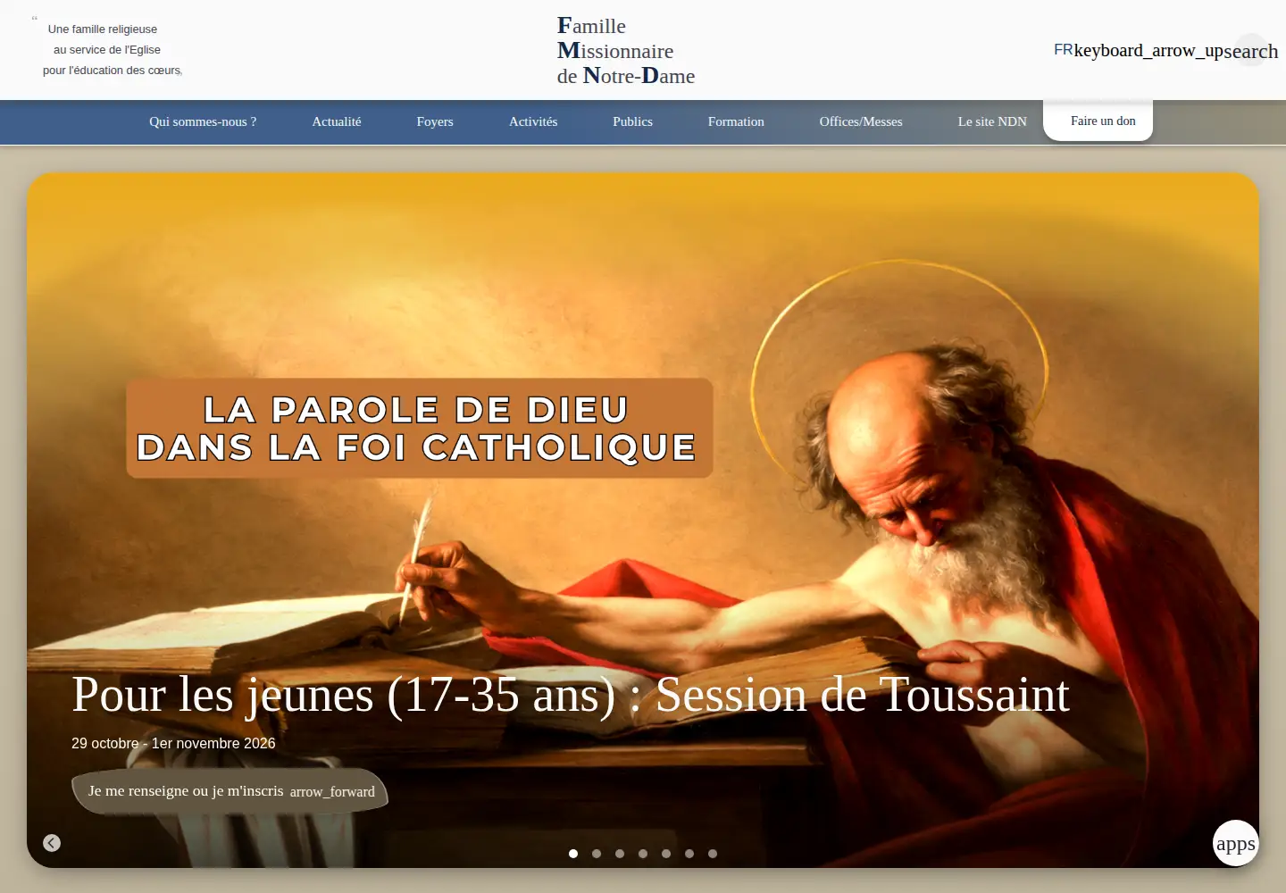 Captured homepage of fmnd.org in the current scan