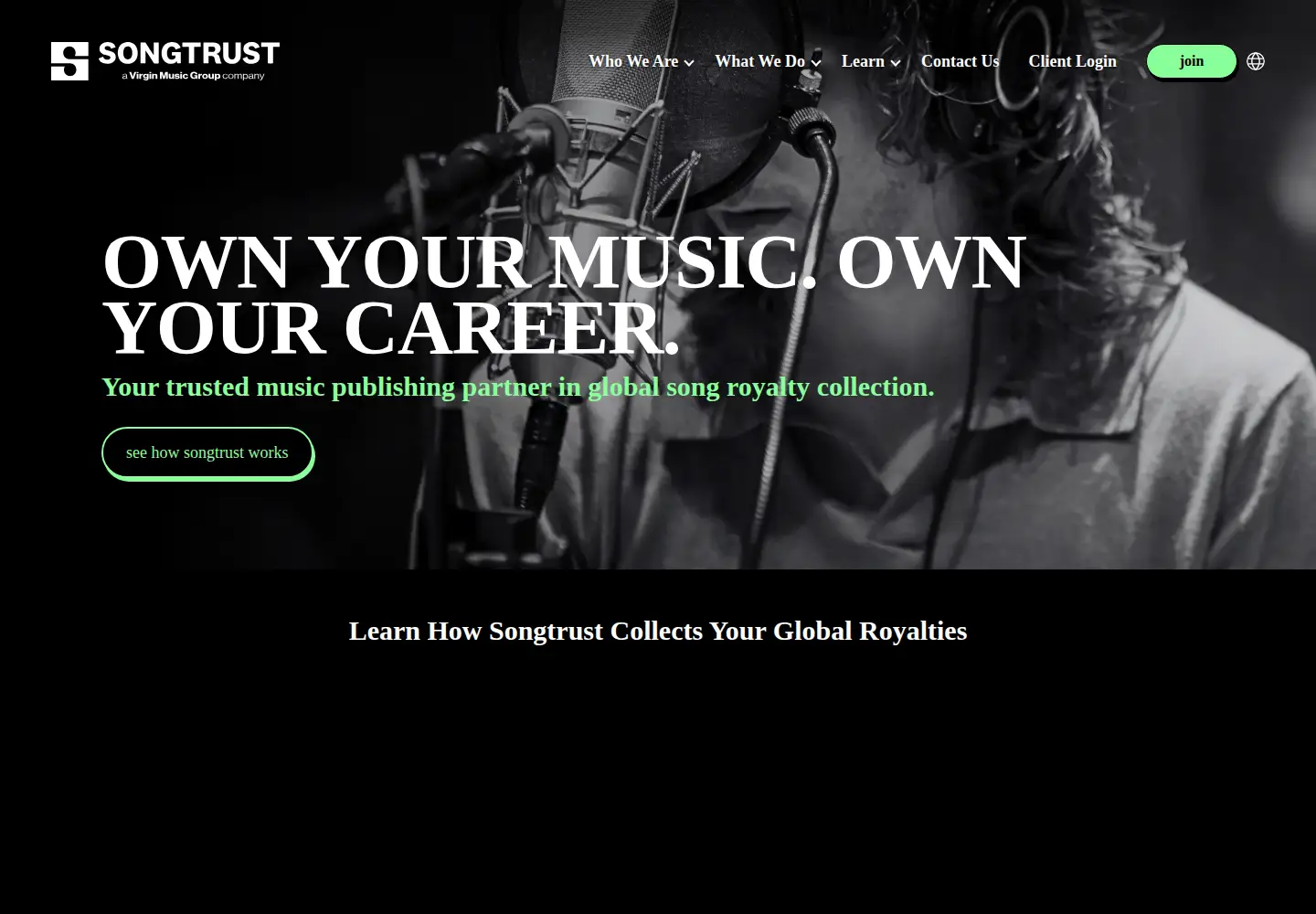 Screenshot of songtrust.com
