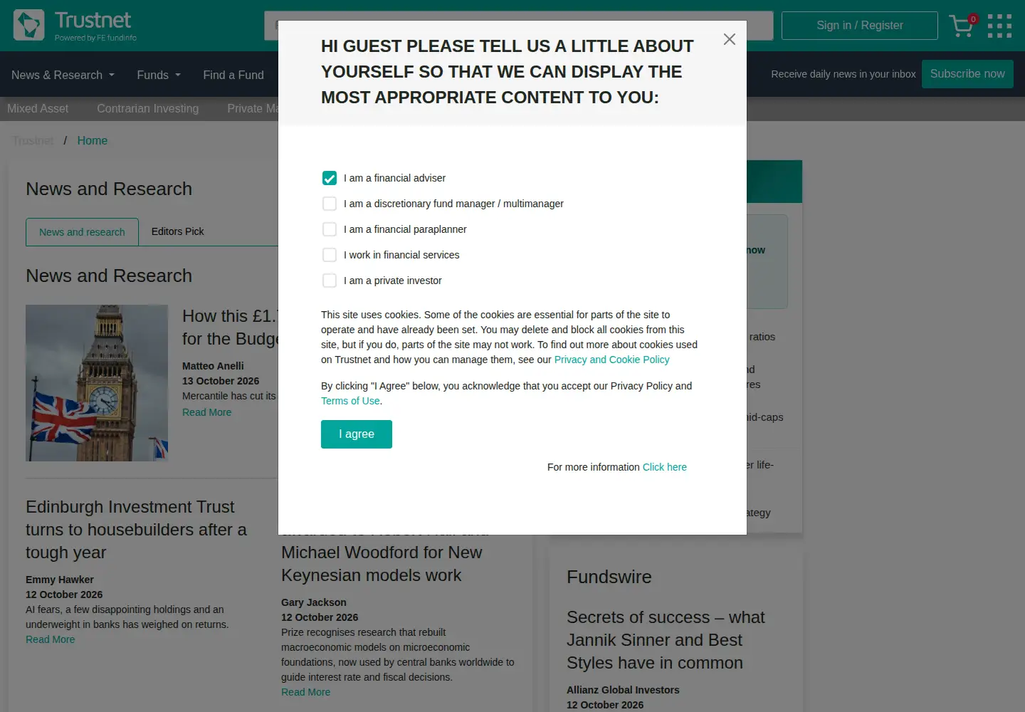 Screenshot of trustnet.com