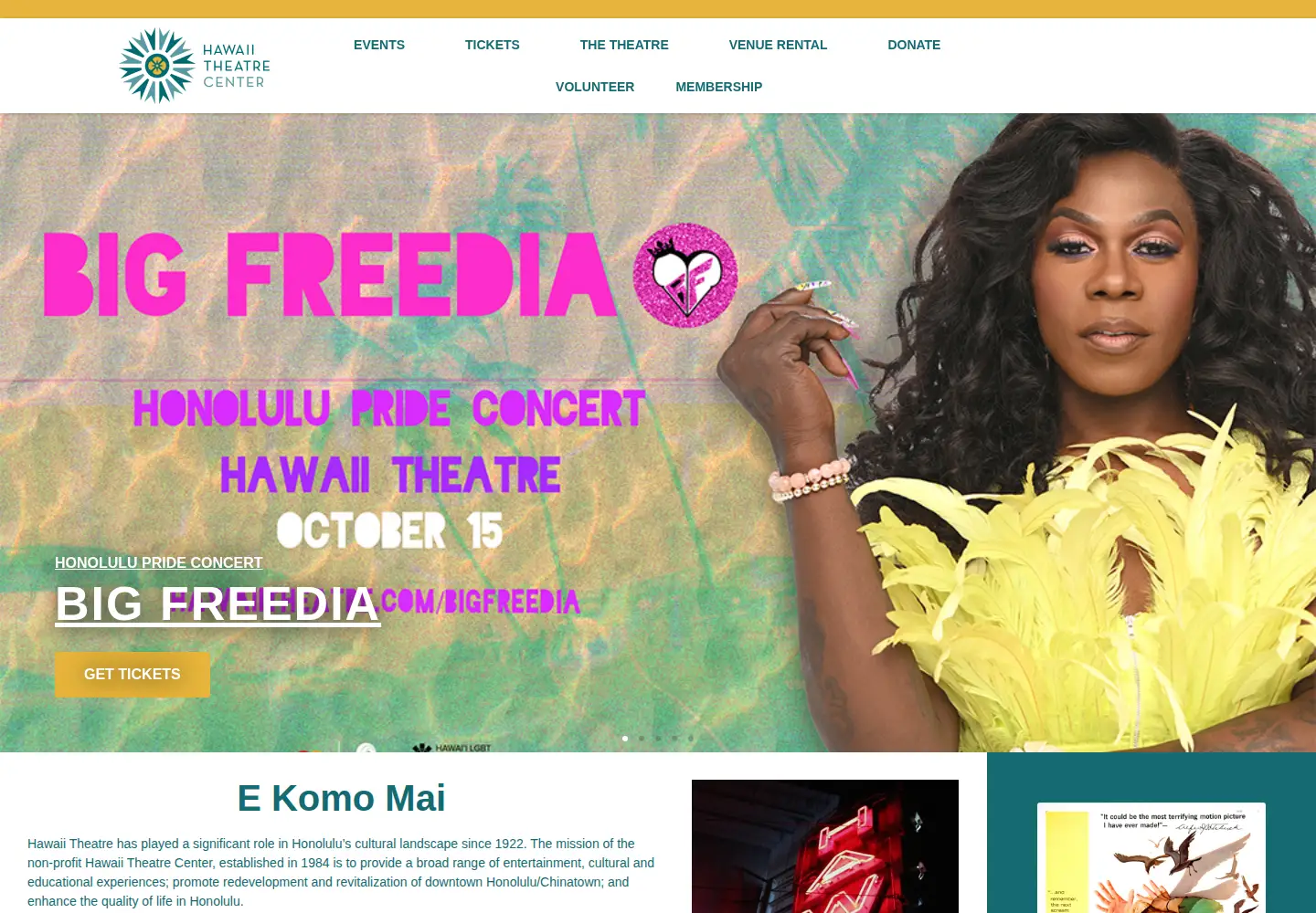 Screenshot of hawaiitheatre.com