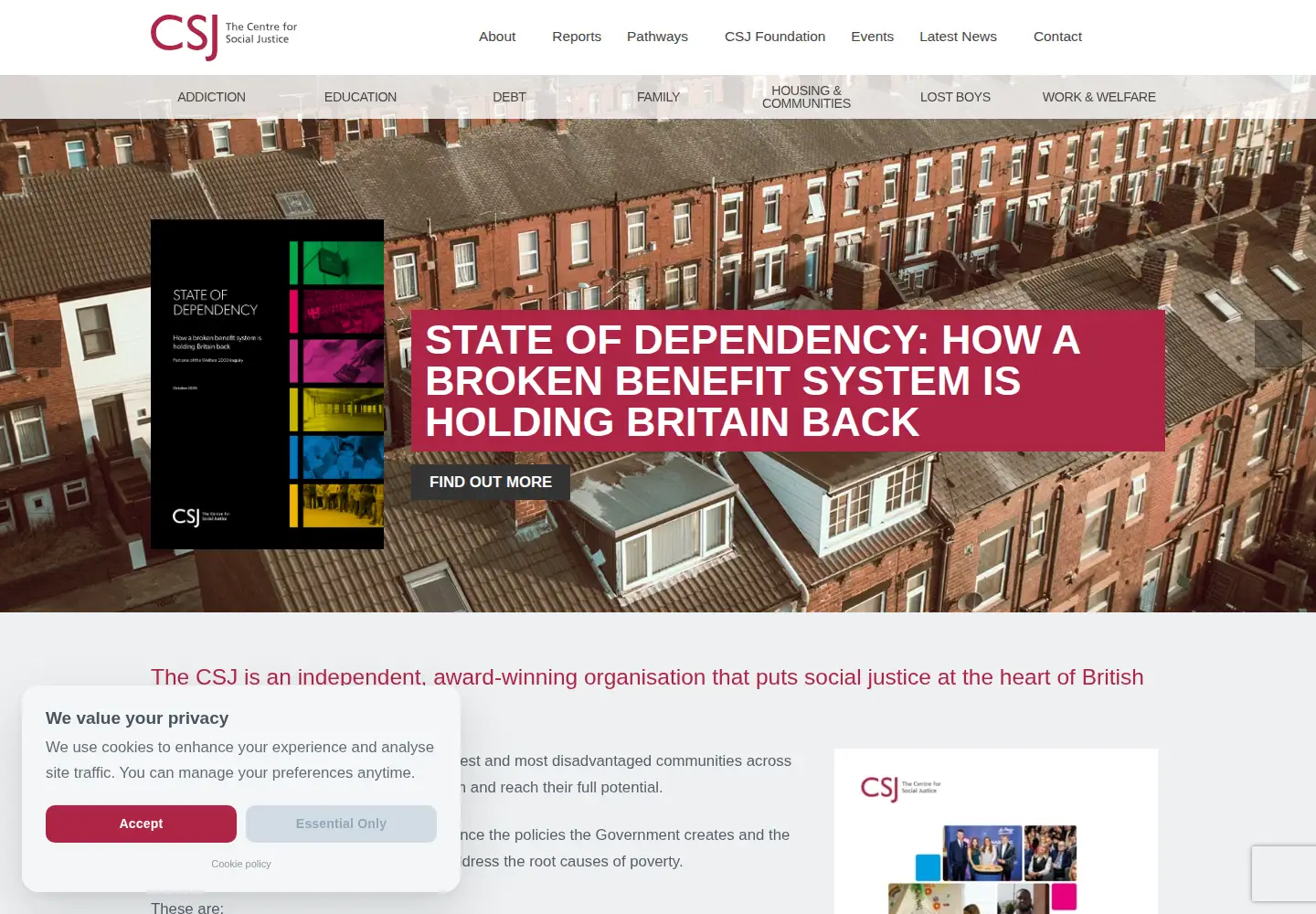 Screenshot of centreforsocialjustice.org.uk