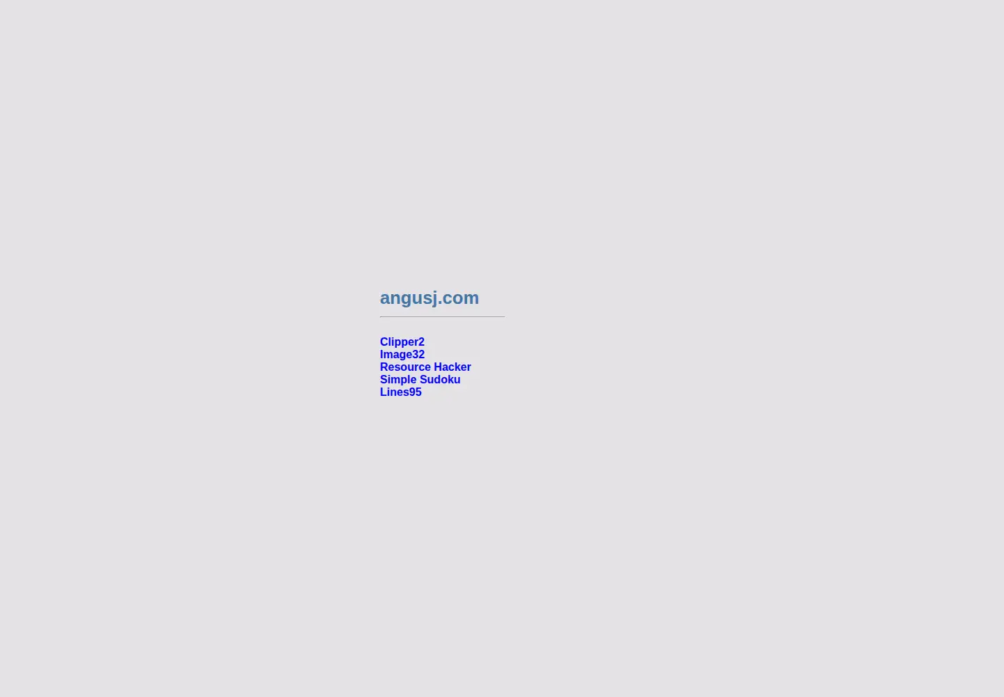 Captured homepage of angusj.com in the current scan