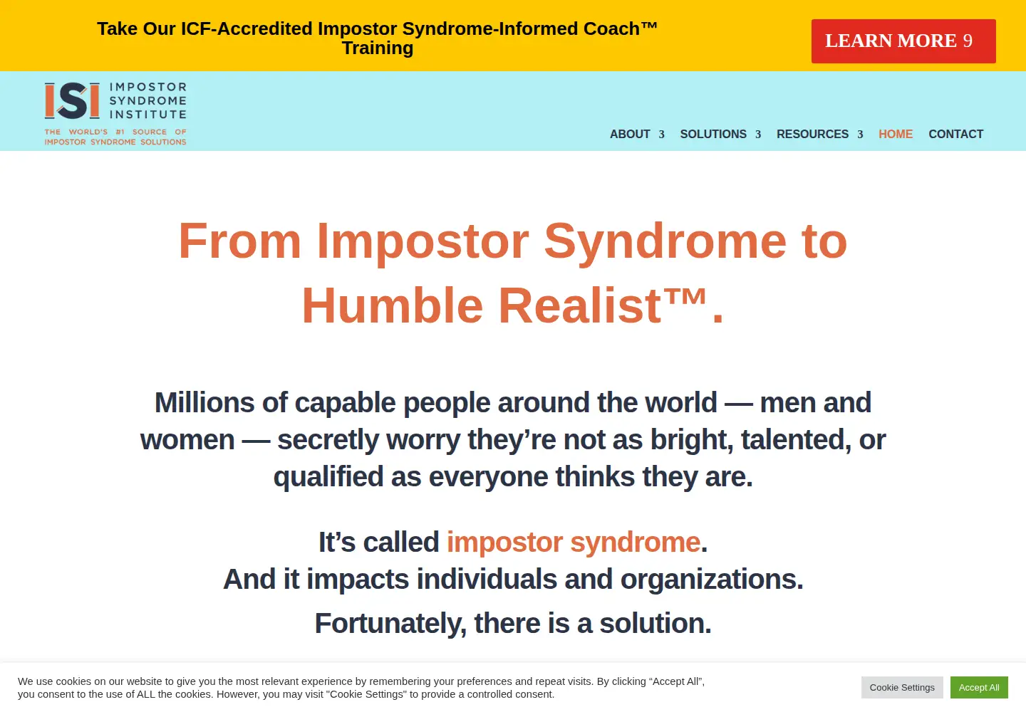 Captured homepage of impostorsyndrome.com in the current scan