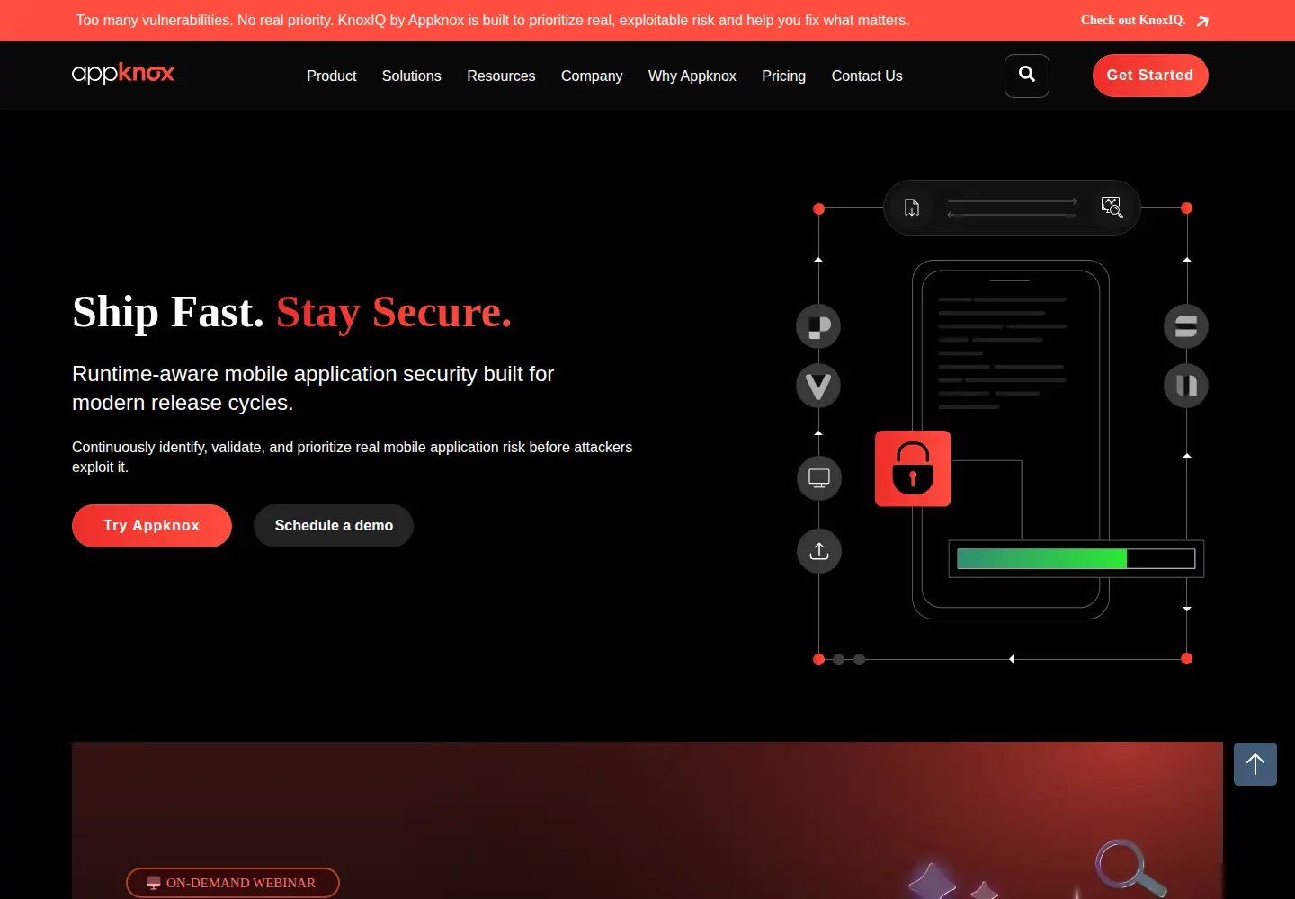 Captured homepage of appknox.com in the current scan