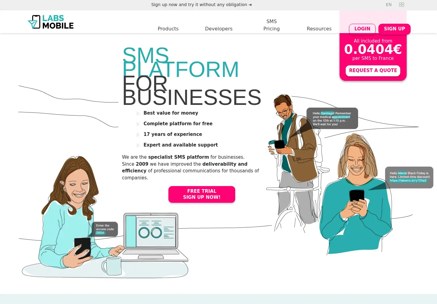 Screenshot of labsmobile.com
