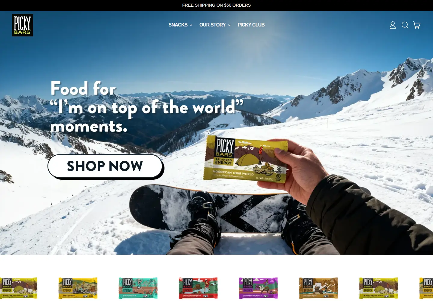 Captured homepage of pickybars.com in the current scan