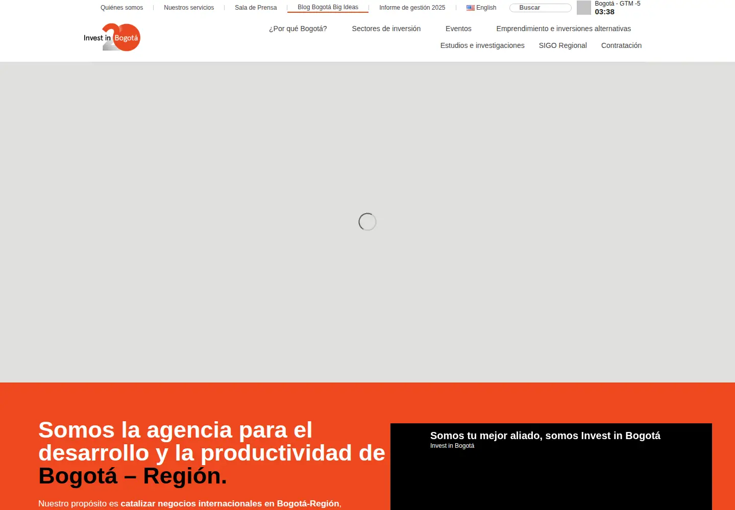 Captured homepage of investinbogota.org in the current scan