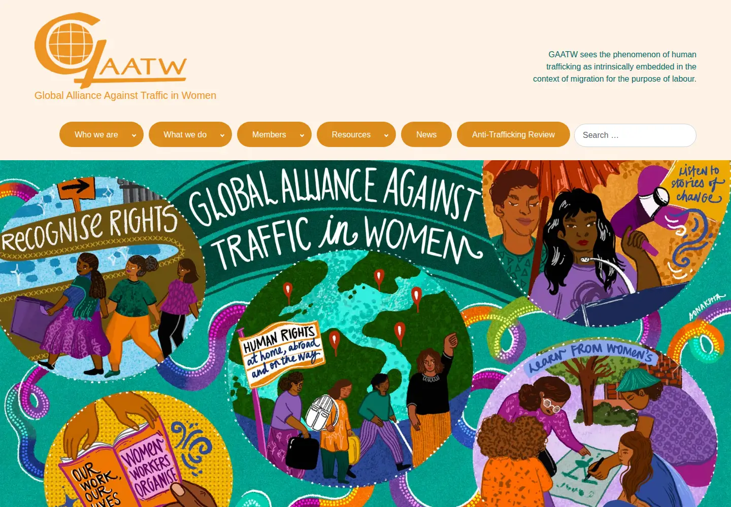 Captured homepage of gaatw.org in the current scan
