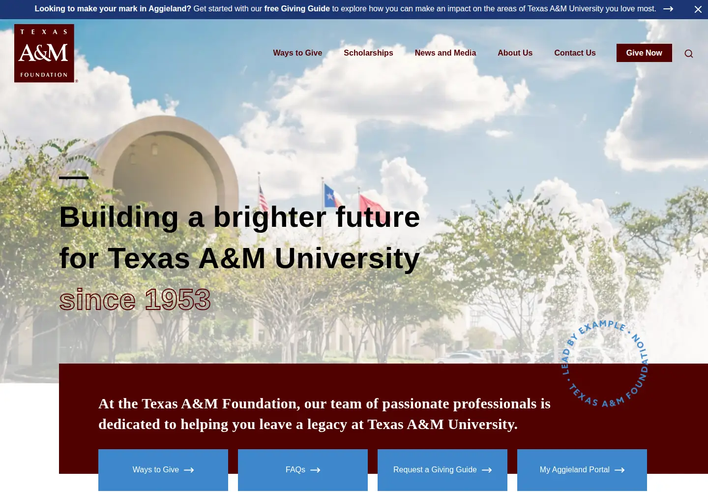 Captured homepage of txamfoundation.com in the current scan