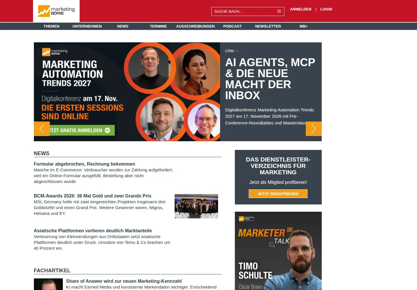 Screenshot of marketing-boerse.de