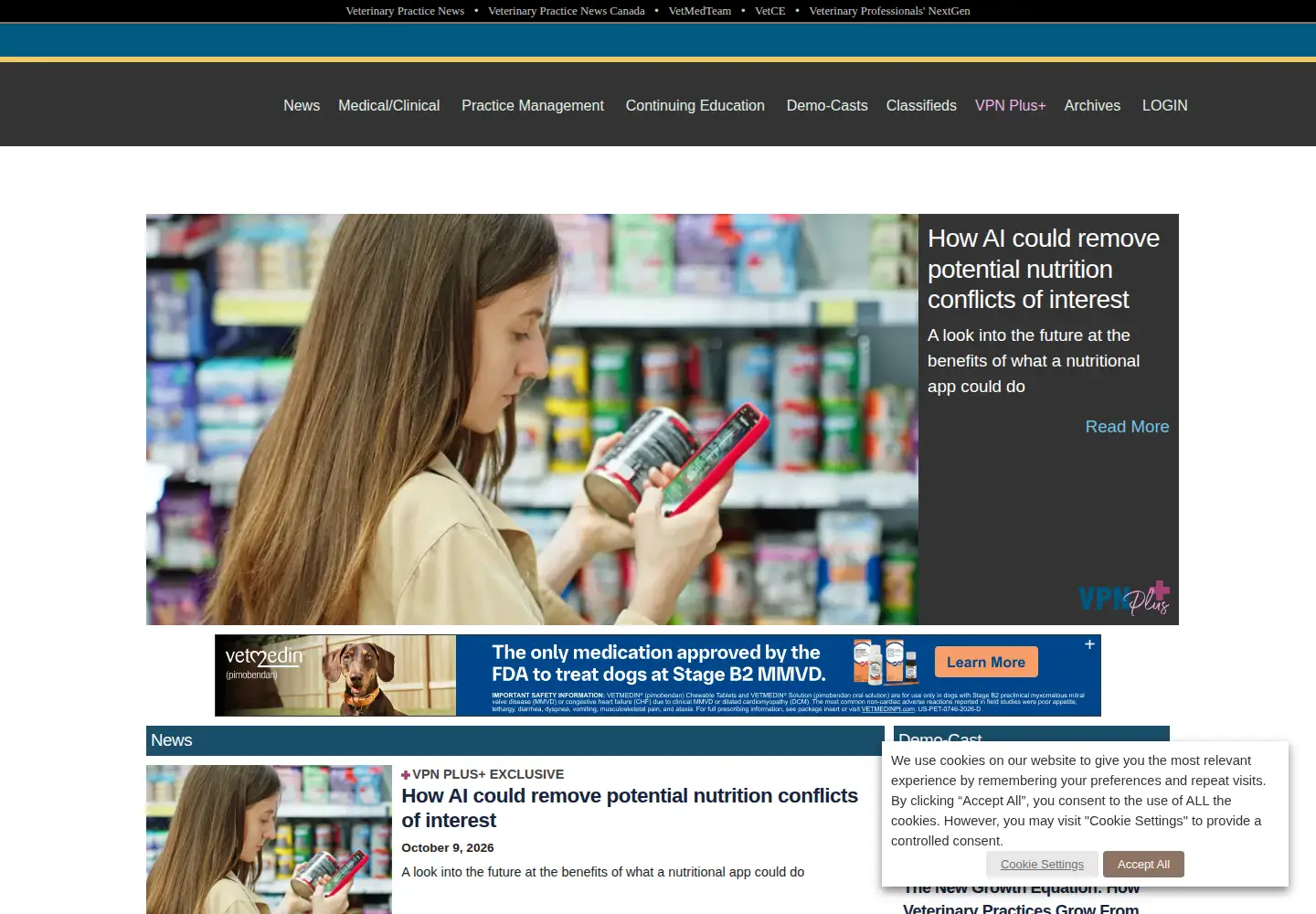 Screenshot of veterinarypracticenews.com