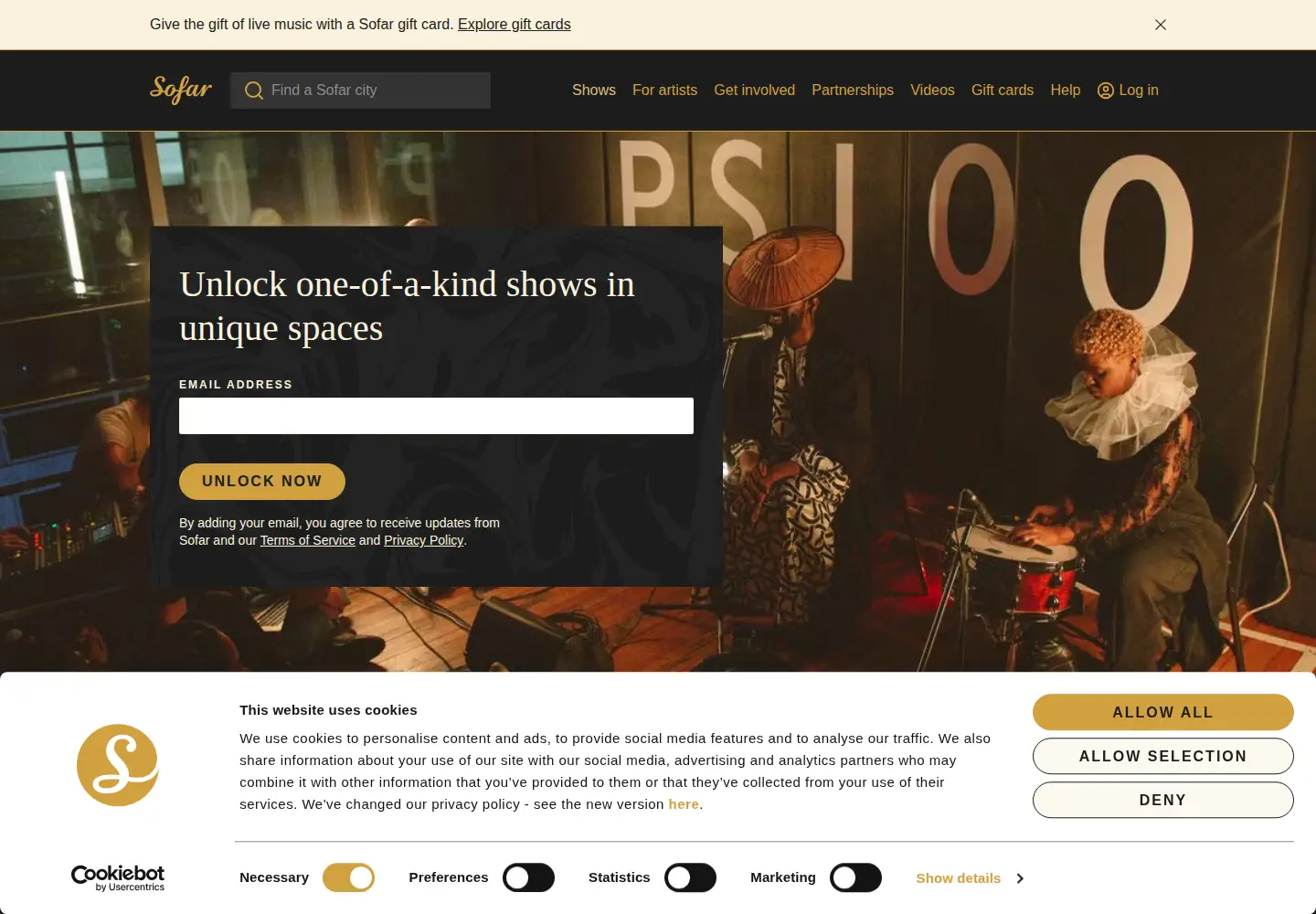 Screenshot of sofarsounds.com