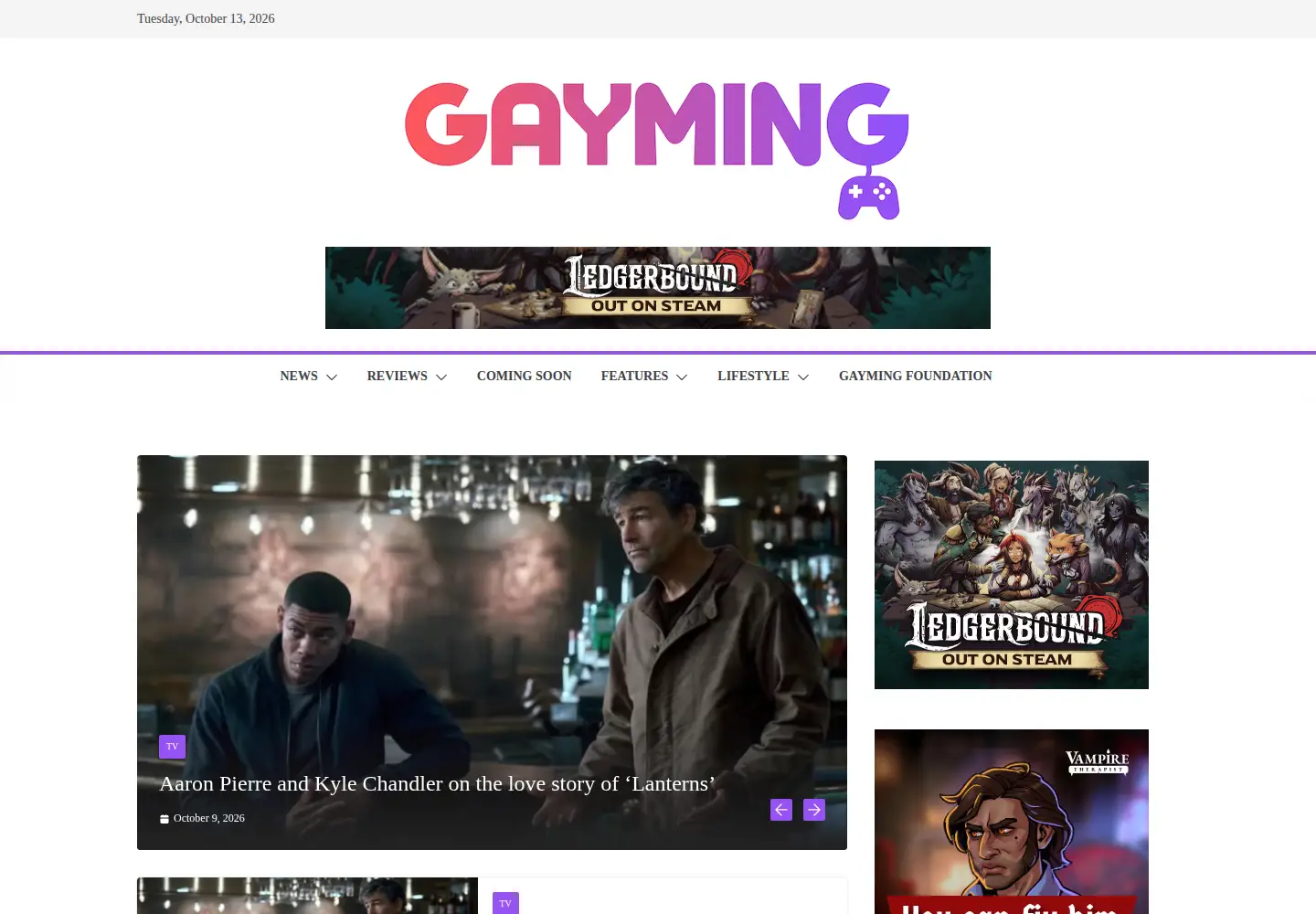 Captured homepage of gaymingmag.com in the current scan