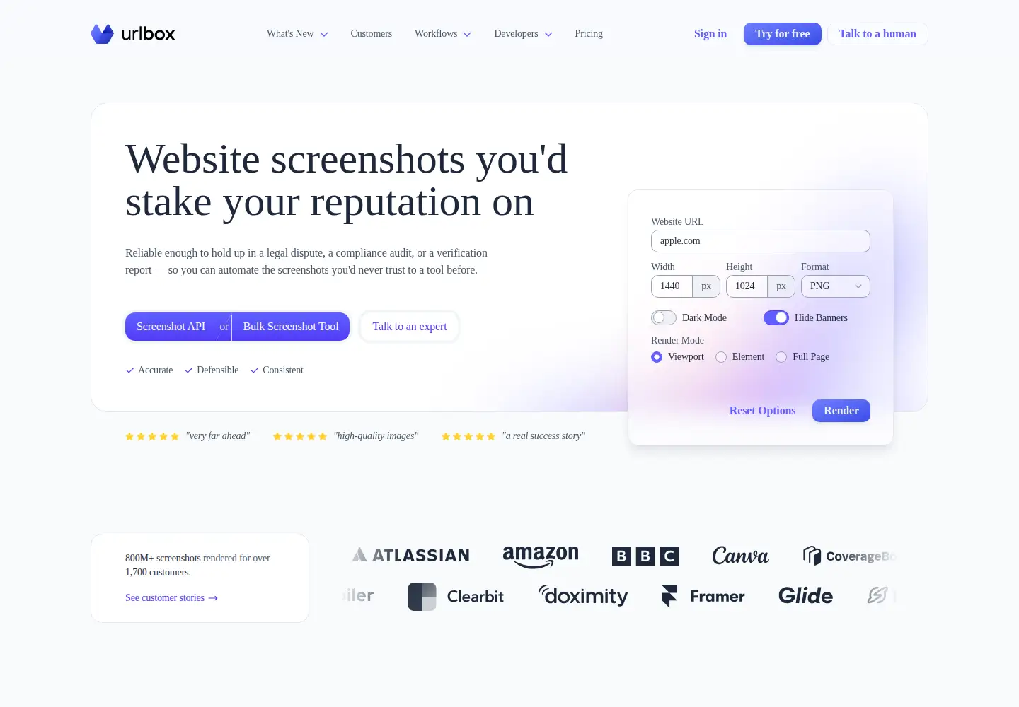 Screenshot of urlbox.com