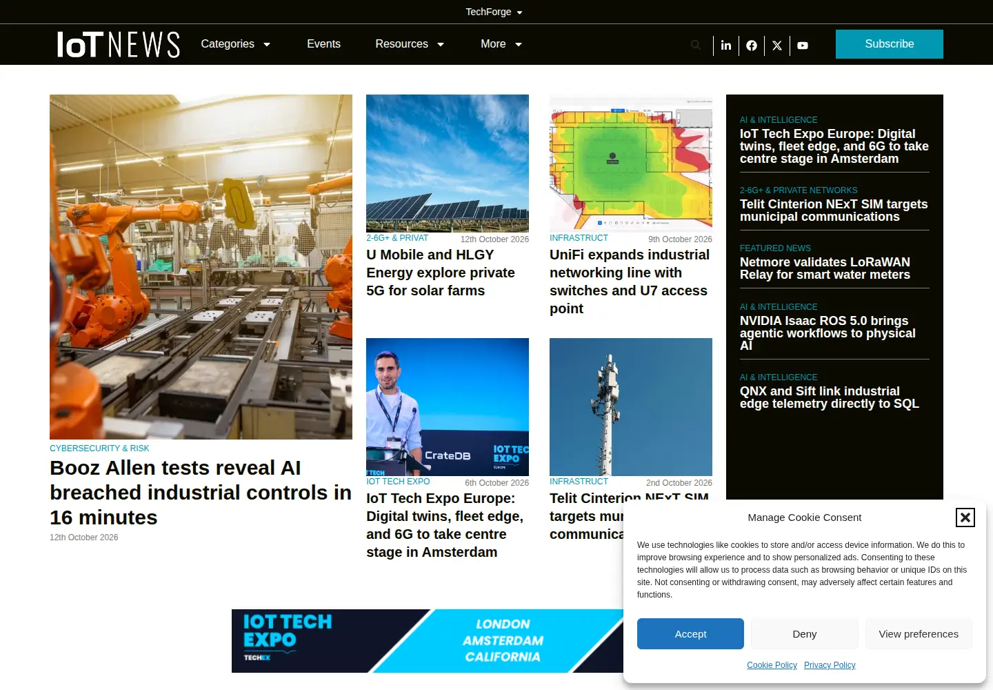 Screenshot of iottechnews.com
