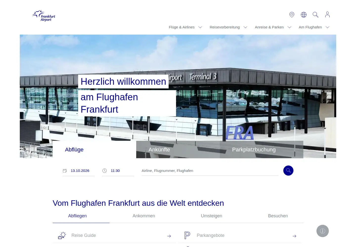Captured homepage of frankfurt-airport.com in the current scan