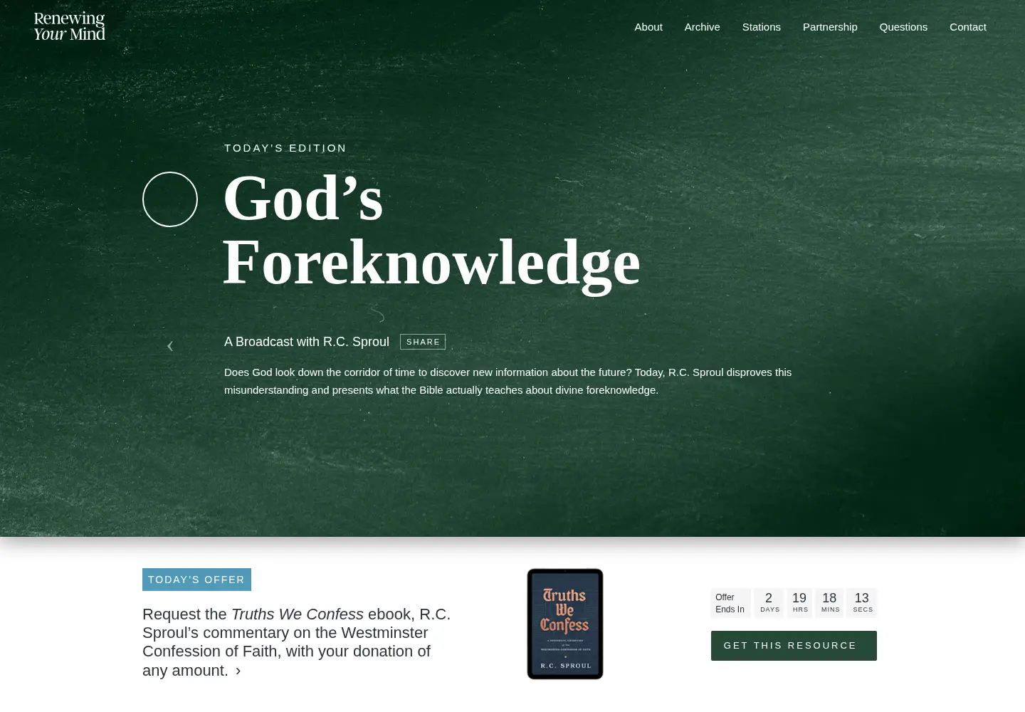 Screenshot of renewingyourmind.org