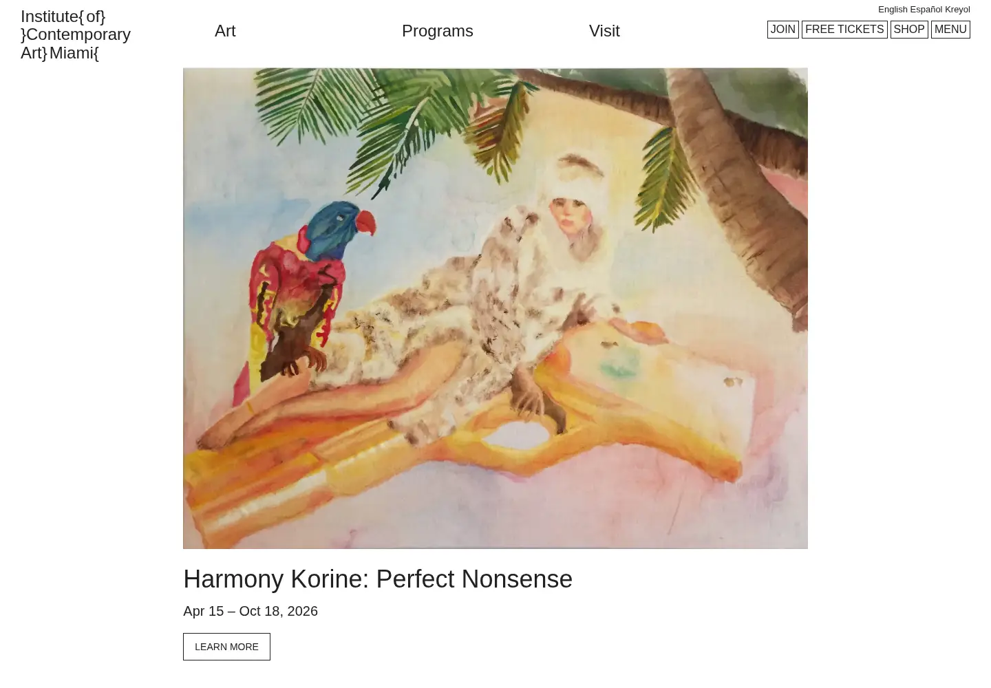 Captured homepage of icamiami.org in the current scan