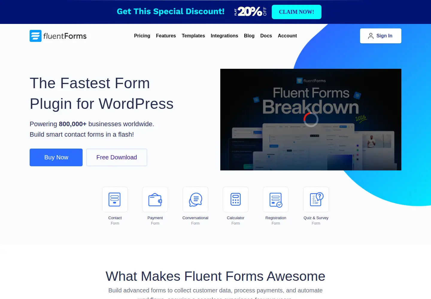 Screenshot of fluentforms.com
