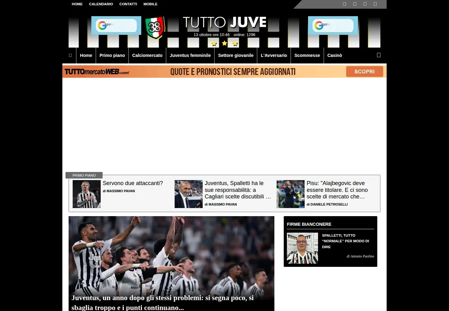Captured homepage of tuttojuve.com in the current scan