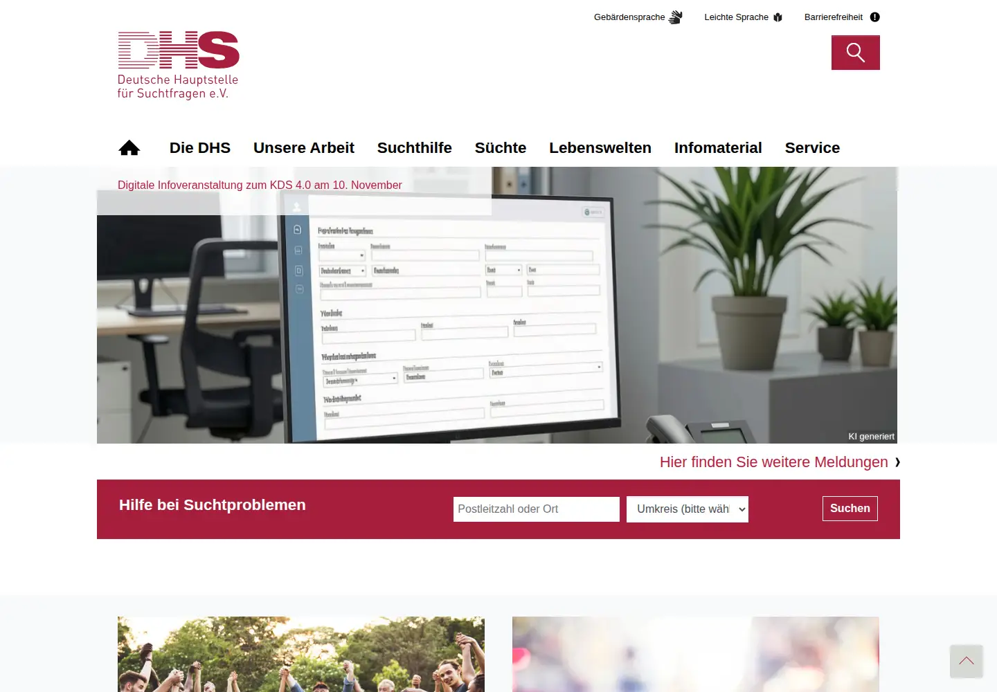 Screenshot of dhs.de