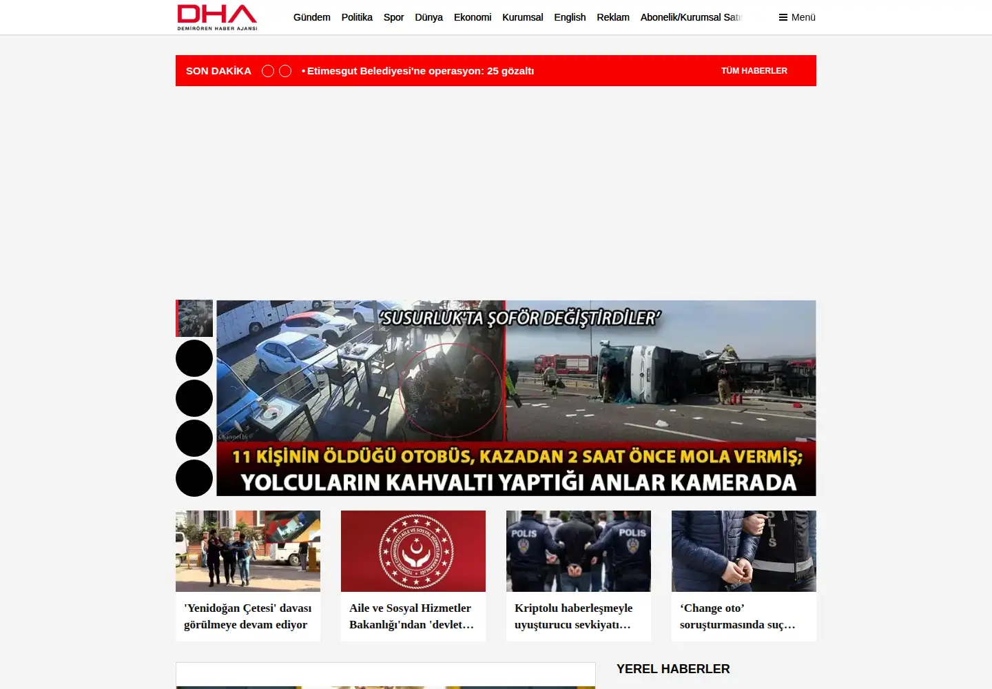 Captured homepage of dha.com.tr in the current scan